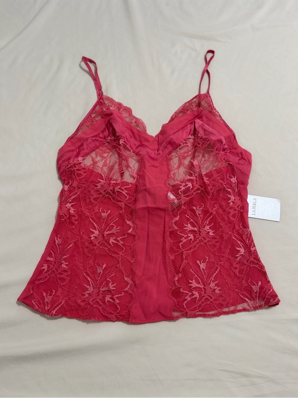 New La Perla Vibrant Red Lace Cami Top backless/open Back in Size:0-2